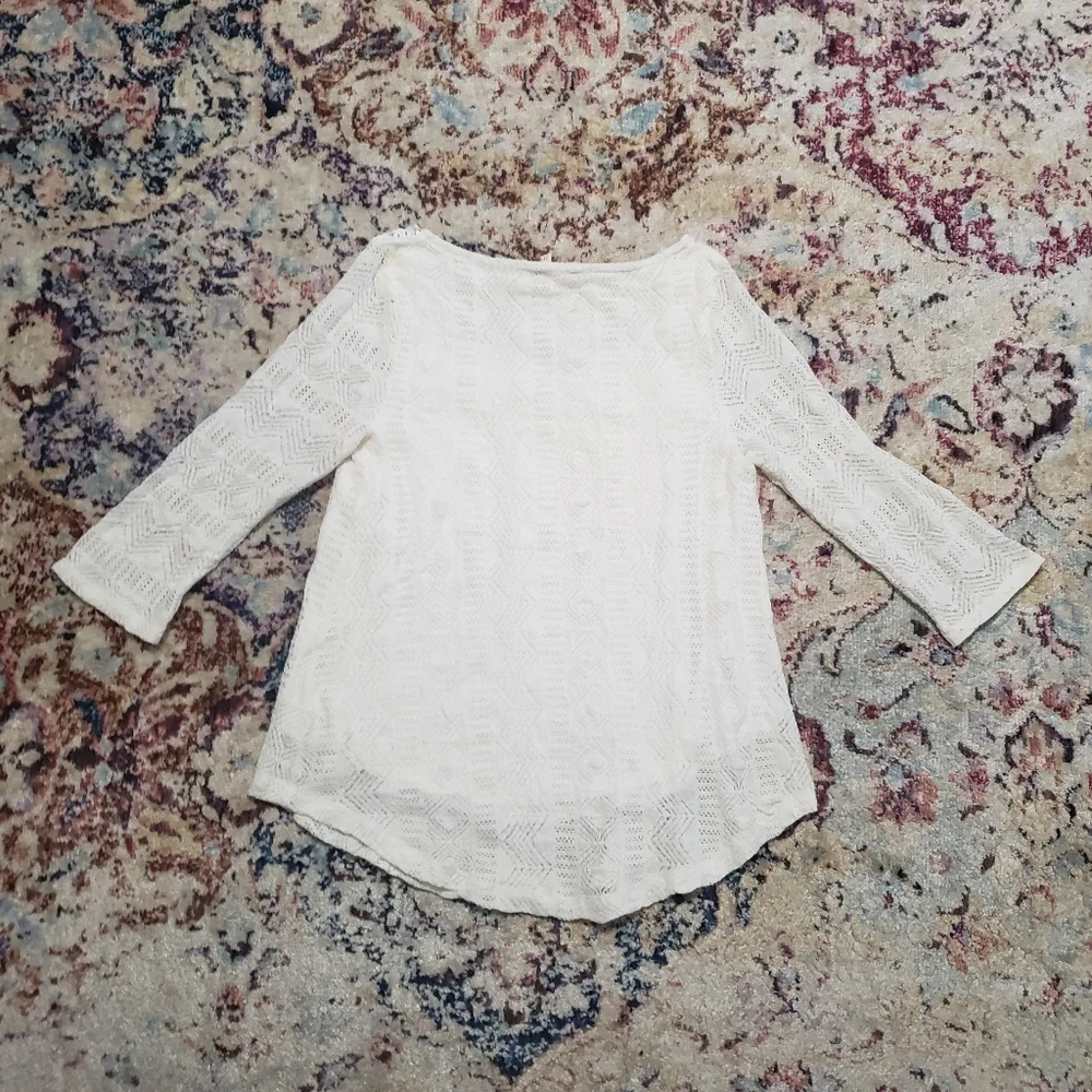 Anthropologie Meadow Rue Crochet Stretch Lace Blouse Top Size Medium